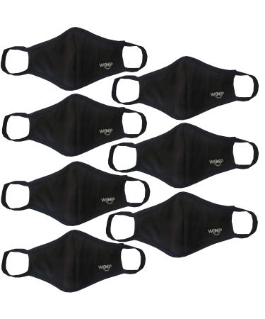 Woop Face Mask Washable Reusable Black Face Masks For Health Protection n Skin Care Unisex Mouth Filter Facemask Soft Dri-Fit Handmade in India Nose to Chin Mud & Pollution Dust Cover - SET OF 7