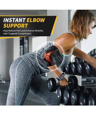 Cambivo 2x Elbow Bandage for Men & Women - Tennis Arm Support with Gel Pads & Stabilizers for Pain Relief - XL Black - Buy Online on GoSupps.com