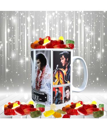 Presley King of Rock n Roll Personalised Music Icon Mug with Choice of Sweets Gift - Buy Online on GoSupps.com