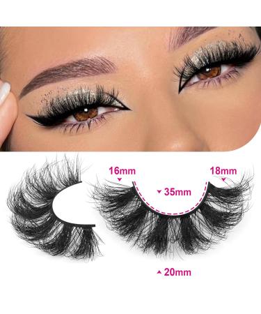 Dramatic 20mm Fluffy Mink Lashes - 5 Pairs Pack | Long & Thick Wispy Faux Mink False Eyelashes - 22A - Buy Online on GoSupps.com