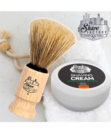 100% Pure Boar Bristle Shaving Brush - Medium Beech Wood Handle | The Shave Factory for Ultimate Shave Experience - Buy Online on GoSupps.com