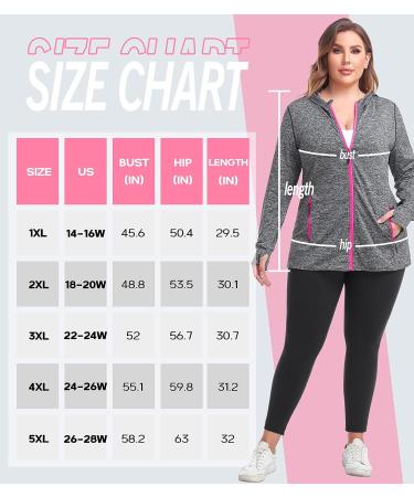 COOTRY Women's Plus Size Full Zip Workout Jacket with Thumb Holes - Gray 2X - Buy Online on GoSupps.com