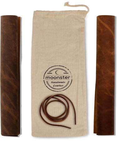 Genuine Full Grain Buffalo Leather Sheets for Earrings, Wallets & Crafts - Dark Brown & Russet Brown - 12x12 (2 Sheets + Cord) by MOONSTER - Buy Online on GoSupps.com