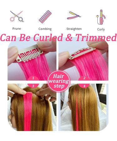 Rhyme 21'' 8PCS Pink Purple Hair Pieces for Girls & Women - Clip in Highlight Colored Extensions for Princess Parties (Purple Pink) - Buy Online on GoSupps.com