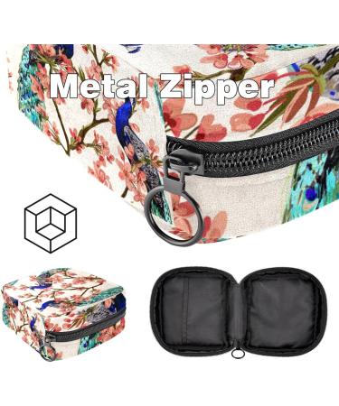 Stylish Portable Women's Menstrual Cup & Pad Bags | Artistic Peacock Flower Design for Teens - Buy Online on GoSupps.com