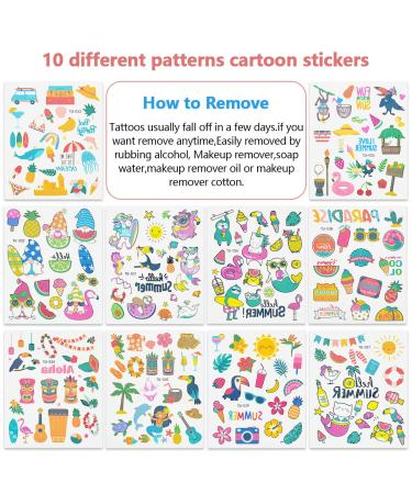 10 Sheets Waterproof Hawaiian Temporary Tattoos - Palm Tree, Pineapple, Tropical Beach Party Supplies - Summer Party Favors for Birthday and Decor - Buy Online on GoSupps.com