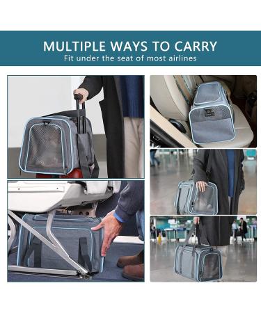 Petsfit Expandable Cat Carrier Airline Approved Portable Travel Washable Carrier - Light Grey (S 16x10x9) - Buy Online on GoSupps.com