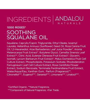 Andalou Naturals 1000 Roses Soothing Squalane Oil | Hydrating & Nourishing | International Shipping Available - Buy Online on GoSupps.com
