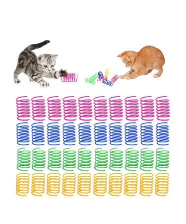 Diyxisk 40 pieces of cat toys spirals cat toys toys spiral 4 colors interactive toy cat for beating biting and hunting active and healthy toys for cats