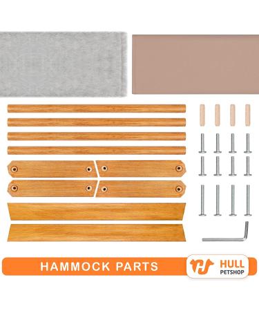 HullPetshop Cat Hammock & Dog Bed - Elevated Wood Pet Furniture for Small, Medium & Large Pets | Easy Assembly Indoor Hammock for Cats - Grey/Mink - Buy Online on GoSupps.com