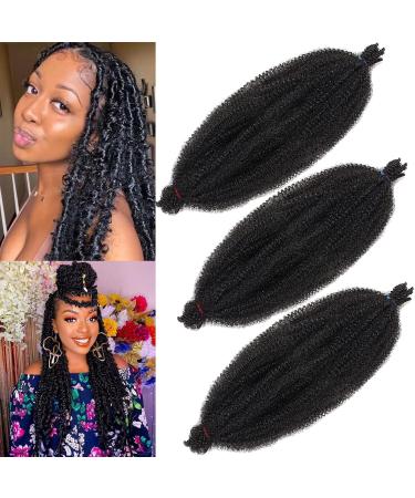 Xtrend 3 Packs 16 Inch Soft Springy Afro Twist Hair Pre-Separated Spring Twist Hair for Faux Locs Natural Black Marley Twist Crochet Braiding Hair Synthetic Hair Extensions for Black Women 1B# 16 Inch (Pack of 3) 1B#