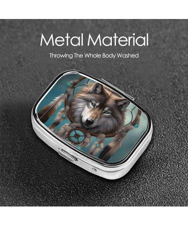 3D Wolf Dream Catcher Pill Box - Portable 3 Compartment Medicine Organizer for Vitamins & Medication | Cute Pocket & Purse Case - Buy Online on GoSupps.com