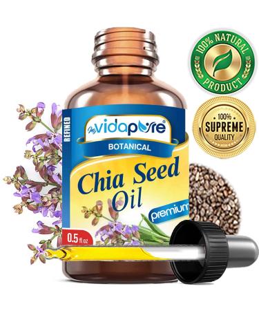 MYVIDAPURE CHIA SEED OIL Pure Natural Undiluted Refined Cold Pressed Carrier Oil for Skin Face Hair Lip and Nail Care Anti-Aging (0.5 Fl Oz) 0.5 Fl Oz (Pack of 1) - Buy Online on GoSupps.com