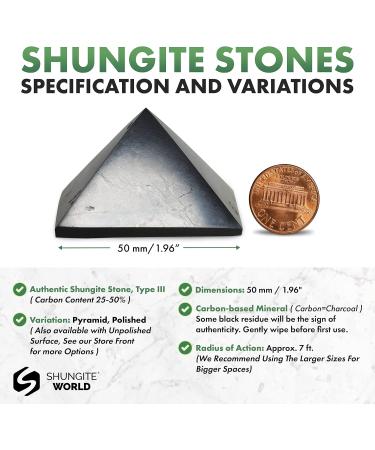 Authentic 50mm Shungite Pyramid - Polished Chakra Energy Healing Crystal for Meditation Reiki & Home Office Protection - Buy Online on GoSupps.com