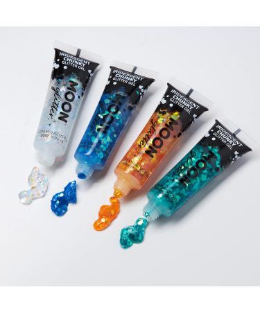 Iridescent Chunky Orange Glitter Gel by Moon Glitter - Cosmetic Festival Paint for Face, Body, Hair, Nails - 12ml - Buy Online on GoSupps.com