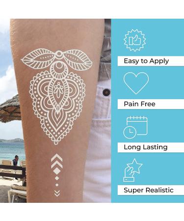 White Lace Temporary Tattoos - 9 Sheets Bride Wedding Designs for Women Teens Girls - Realistic Waterproof Transfer Stickers - 100+ Flash Jewelry Tattoos - Buy Online on GoSupps.com
