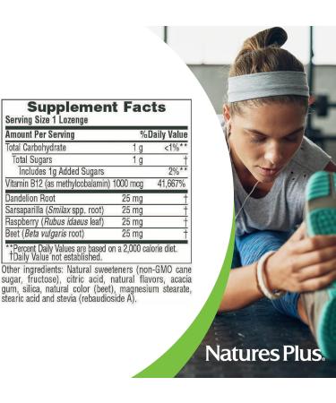 NaturesPlus Vitamin B12 1000 mcg - 30 Herbal Lozenges - Raspberry - Energy & Immune Health Support - Vegetarian Gluten Free - 30 Servings - Buy Online on GoSupps.com