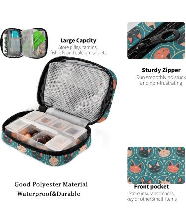 Fustylead Kawaii Space Cats Pill Organizer - Portable Travel Case for Vitamins & Supplements - Cute Medicine Zipper Bag - Buy Online on GoSupps.com