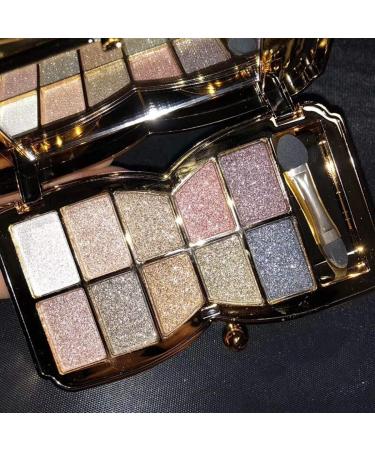UIFCB Glitter Eyeshadow Palette - 10 Sparkling Colors | Highly Pigmented & Long Lasting Makeup Set in Gold (Type 6) - Buy Online on GoSupps.com