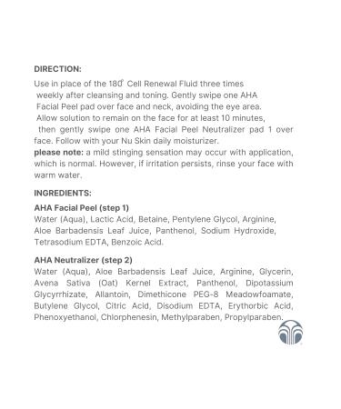 Nu Skin 180 Facial Peel & Neutralizer - Lactic Acid Face Peel for Wrinkle Reduction & Skin Cell Renewal | Soothing Avena Sativa Extract | International Shipping Available - Buy Online on GoSupps.com