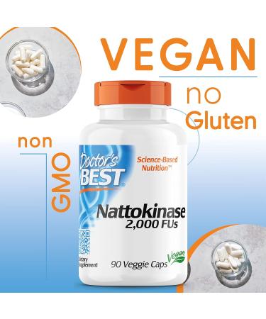 Doctor's Best Nattokinase 2000 FU 90 Vegan Capsules - Laboratory Tested, Gluten-Free, Vegetarian - 90 Count - Buy Online on GoSupps.com