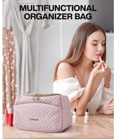 BAGSMART Pink Travel Makeup Toiletry Bag for Women - Large Opening Cosmetic Organizer and Travel Essential for Toiletries and Accessories - Buy Online on GoSupps.com