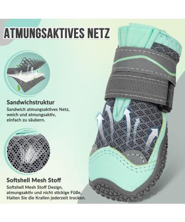 Eyein Dog Shoes - Breathable Paw Protection with Non-Slip Sole & Reflective Velcro Fastener for All Dog Sizes - Green 4 Pieces - Buy Online on GoSupps.com