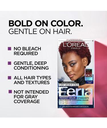 L'Oreal Paris Feria Midnight Bold Multi-Faceted Permanent One-Step Hair  Color Kit, No Bleach Required, Blood Moon Blood Moon Pack of 1