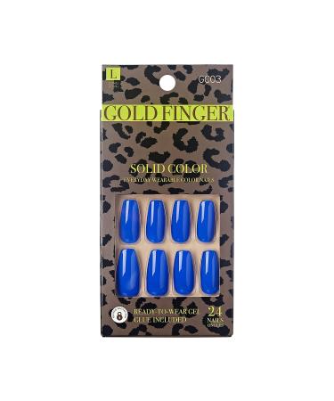 Gold Finger Full Cover Nails Gel Glam Ready to Wear Gel Manicure Long Nails