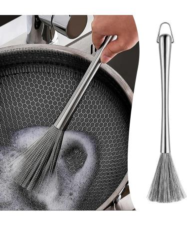 Wire Scrub Brush Stainless Steel Wire Brushes with Long Handle | Kitchen Dish Scrub Brush with Hangable Handle Cleaning Steel Wool Pads Metal Scrubber for Kitchen Sinks - Buy Online on GoSupps.com