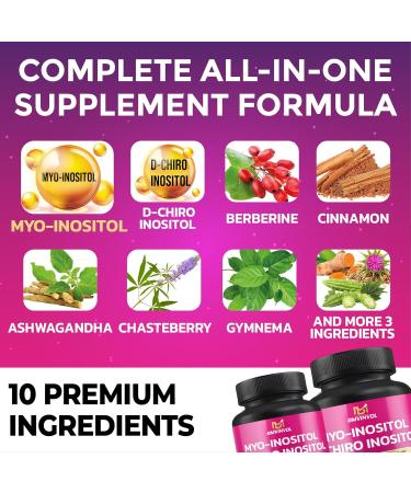 BMVINVOL 2 Pack Inositol Supplement-Myo-Inositol and D-Chiro Inositol Ideal 40:1 Ratio - Plus Berberine Cinnamon Ashwagandha+5 More-60 Day Supply - Buy Online on GoSupps.com