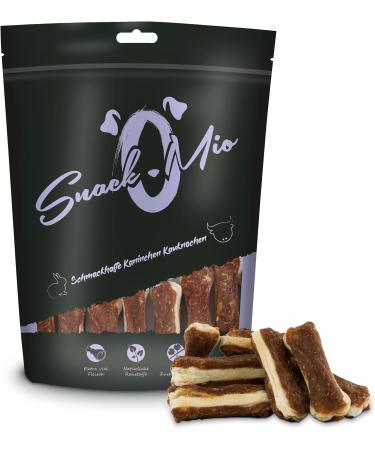 SnackOMio Premium Rabbit Chew Bones for Dogs - Tasty 120g Snack | International Shipping Available - Buy Online on GoSupps.com