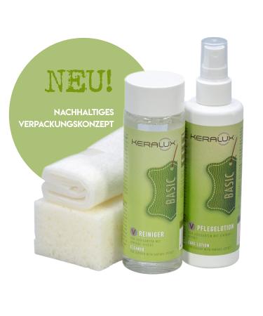 KERALUX leather care set for leather with vintage effect. 200 ml cleaner 200 ml care lotion for vintage leather and accessories