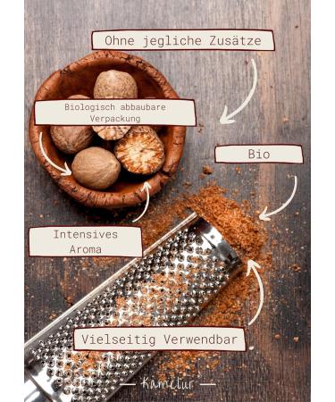  Kamelur 250g of whole organic nutmeg - hand-picked nutmeg of the finest organic quality - for the nutmeg grinder - in biodegradable packaging - Buy Online on GoSupps.com