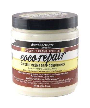 Aunt Jackie's Coconut Cr me Recipes Coco Repair Deep Hair Conditioner  Delivers Nourishment  Stops Damage  Breakage for Natural Curls  15 oz 15 Ounce (Pack of 1) Coco Repair