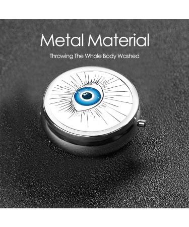 Buy Evil Eye Round Pill Box 3 Compartment Portable Travel Organizer for Vitamins & Tablets | Mini Decorative Pocket Purse - Buy Online on GoSupps.com