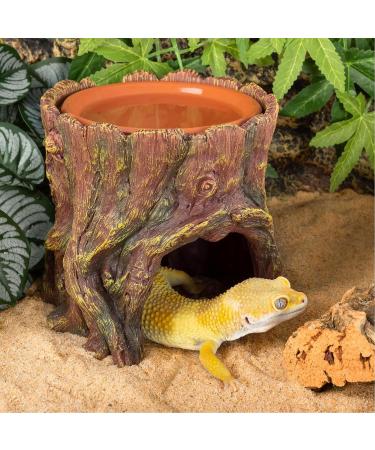 Reptile Hide Cave with Clay Water Bowl and Bearded Dragon Carrier Resin Moisture Keeping Reptile Hideout with Basin Humidifying Help Shedding for Reptile Amphibians Leopard Gecko(Hideout + Carrier) - Buy Online on GoSupps.com