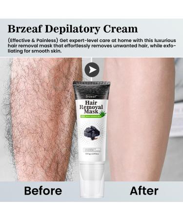 Brzeaf Hair Removal Cream & Charcoal Mask - Effective Painless Depilatory Solution for Legs Bikini Arms & Underarms for Women & Men - Buy Online on GoSupps.com