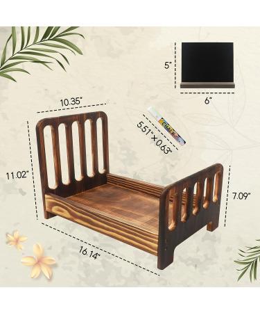 M&G House Brown Wooden Newborn Photography Prop Bed | Vintage Baby Photo Shoot Accessory - Buy Online on GoSupps.com