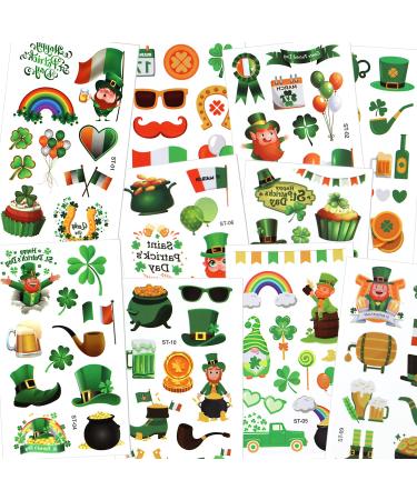 Gaubi 10 Sheets St Patricks Day Temporary Tattoos for Kids  Shamrock Waterproof Fake Tattoos Stickers  St.Patrick's Day Parties Favors Decorations Gift Supplies for Toddlers  Children  Boys and Girls