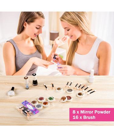 Melliex 8 Jar Chrome Powder Nails - Metallic Mirror Glitter Pigment for Stunning Nail Designs | Bright Colors & Magical Effects - Buy Online on GoSupps.com
