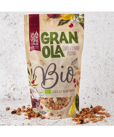 LA NEWYORKINA Organic Coconut and Lemon Granola - 275gr - Cooked with Extra Virgin Olive Oil Coconut and Lemon - Natural Ingredients - 100% Artisanal Production - Buy Online on GoSupps.com