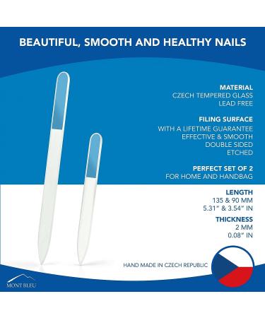Washable Double Sided Glass Nail File Set with Crystals - Mont Bleu Czech Tempered Glass - Fern Green Crystal Nail Files - Buy Online on GoSupps.com