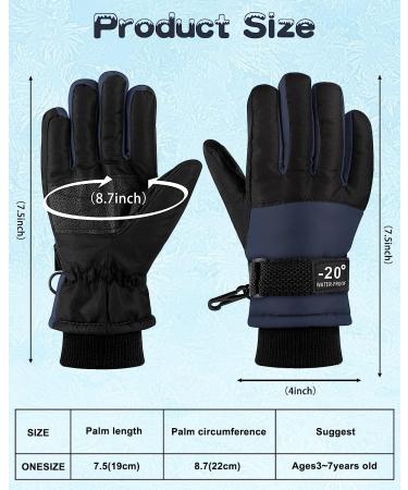 ONESING Kids Snow Gloves 2 Pair Set | Ages 3-12 | Boys Winter Ski Gloves | Warm, Windproof & Thick | Gray & Navy Blue (3-7 years) - Buy Online on GoSupps.com