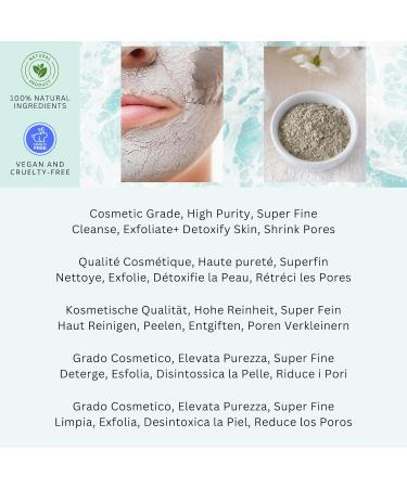 Buy 100% Natural Calcium Bentonite Clay - Cosmetics Quality 454g - POO Free Face Cleaner Blackhead Remover & Pore Minimizer - Super Fine High Purity pH 6 - Buy Online on GoSupps.com