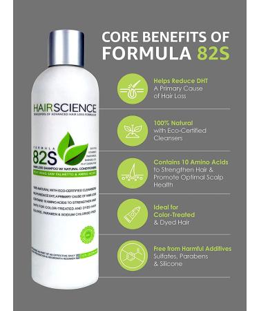 Hair Science Formula 82S | Anti Hair Loss Shampoo & Conditioner with DHT Blocker, Saw Palmetto, Biotin, Vitamin E, Natural Ingredients | Color Safe - Buy Online on GoSupps.com