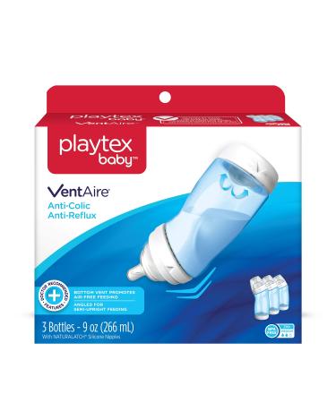Playtex Baby VentAire Bottle for Boys Helps Prevent Colic and Reflux 9 Ounce Blue Bottles 3 Count