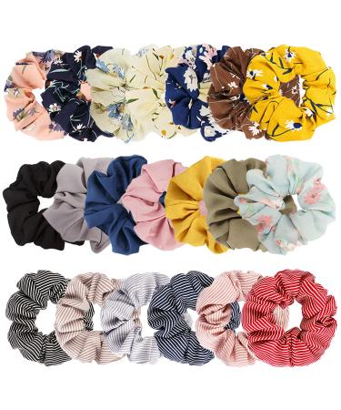 20 Pack Flower Hair Scrunchies for Women Chiffon Pattern Hair Bands Scrunchy Colorful Floral Hair Ties Bobbles for Hair Bow Ponytail Holder Printed Solid Color Hair Accessories for VSCO Girls 20pcs Type 3 - Buy Online on GoSupps.com