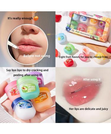 Lip Balm Lip Moisturizing Set 8 kinds of fruit flavor lip mask 4-in-1 lip care is suitable for dry peeling dark sunken reducing lip lines moisturizing lipstick and repairing lipstick - Buy Online on GoSupps.com