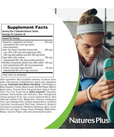 NaturesPlus Herbal Actives Resveratrol Extended Release - 60 Tablets - Vegetarian Gluten Free - 30 Servings 60 Count (Pack of 1) - Buy Online on GoSupps.com